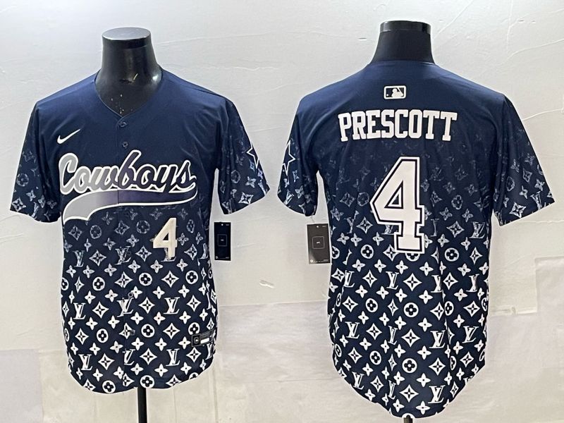 Men 2025 Nike Dallas Cowboys #4 Prescott Drak Blue Limited NFL Jersey 02